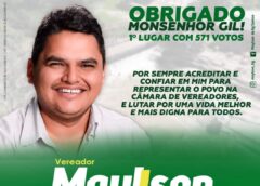 MAYLSON SANTOS SE ELEGE EM PRIMEIRO LUGAR EM MONSENHOR GIL PARA O CARGO DE VEREADOR COM 571 VOTOS